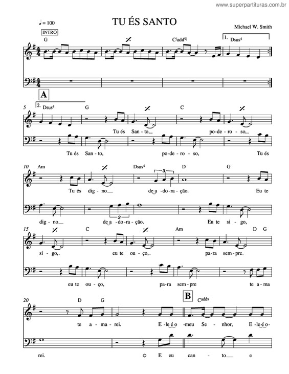 Partitura da música Tu És Santo v.2