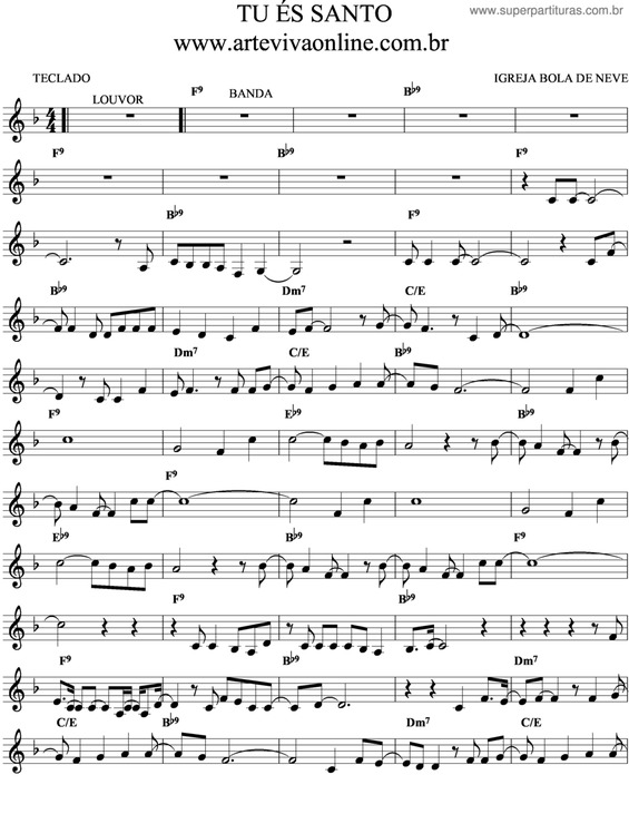 Partitura da música Tu És Santo v.4