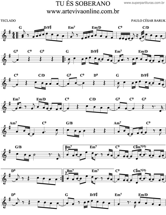 Partitura da música Tu És Soberano v.2