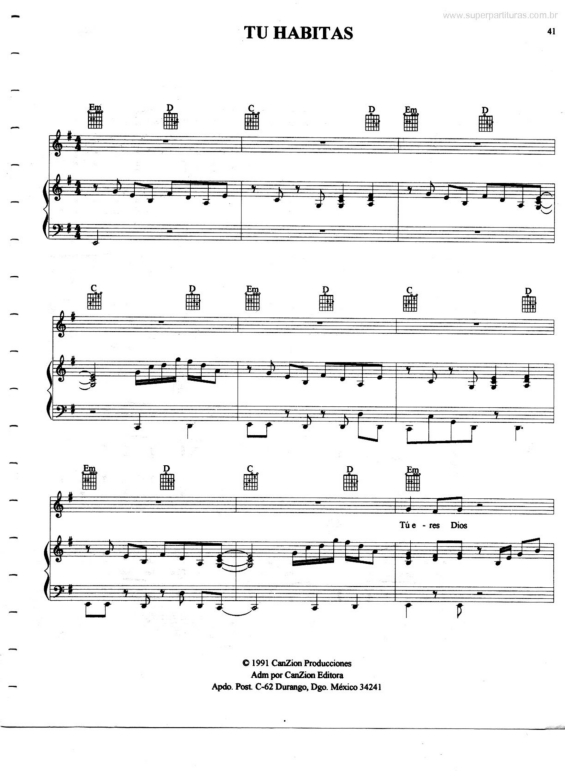 Partitura da música Tu Habitas