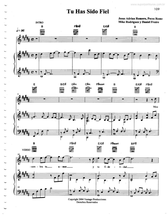 Partitura da música Tu Has Sido Fiel
