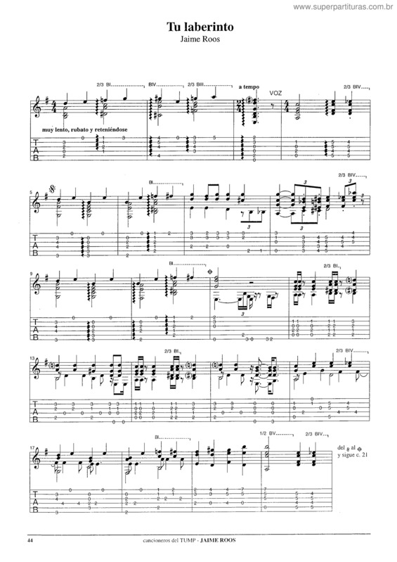 Partitura da música Tu Laberinto