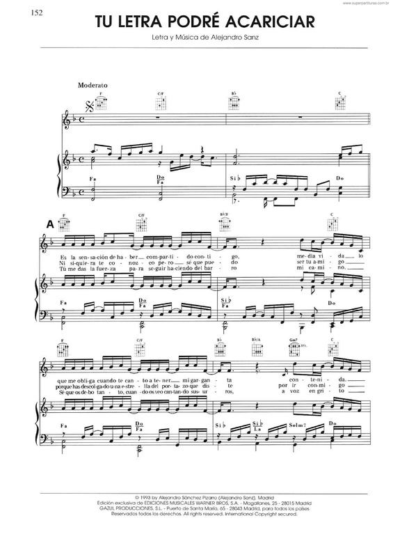 Partitura da música Tu Letra Podré Acariciar v.2