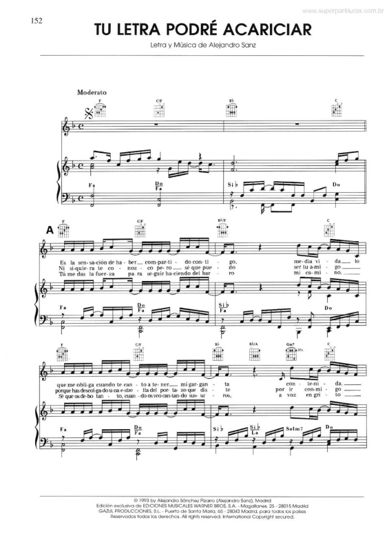 Partitura da música Tu Letra Podré Acariciar