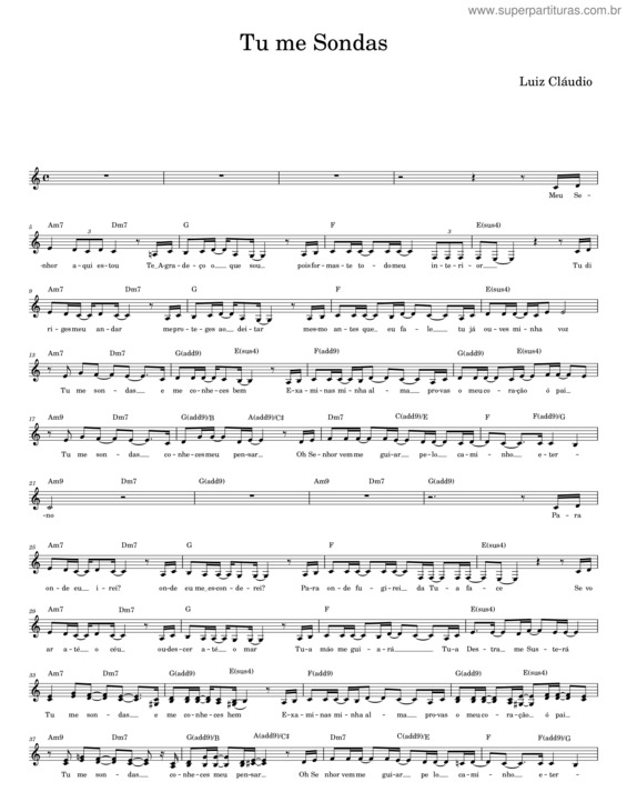 Partitura da música Tu Me Sondas – Luiz Cláudio