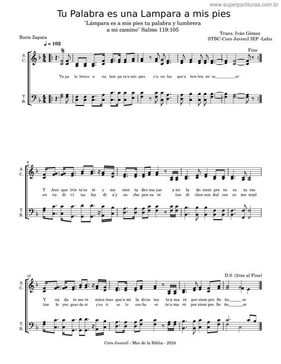 Partitura da música Tu Palabra Es Una Lampara A Mis Pies