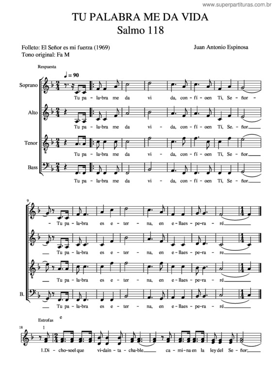 Partitura da música Tu Palabra Me Da Vida v.2
