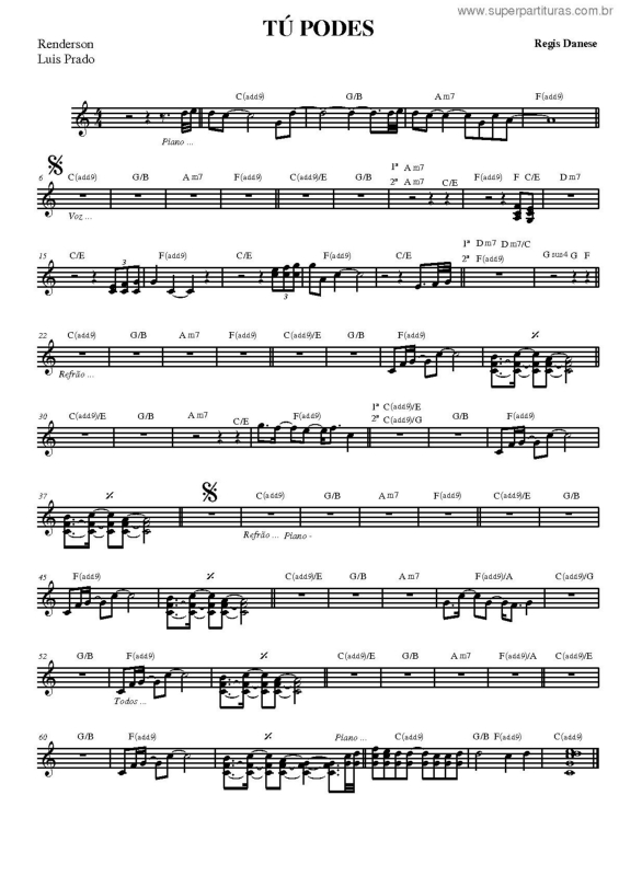 Partitura da música Tu Podes