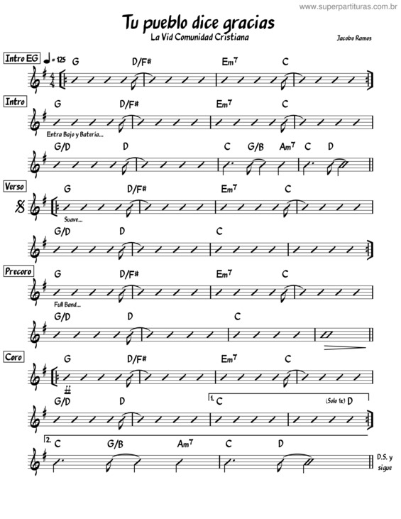 Partitura da música Tu Pueblo Dice Gracias – Jacobo Ramos