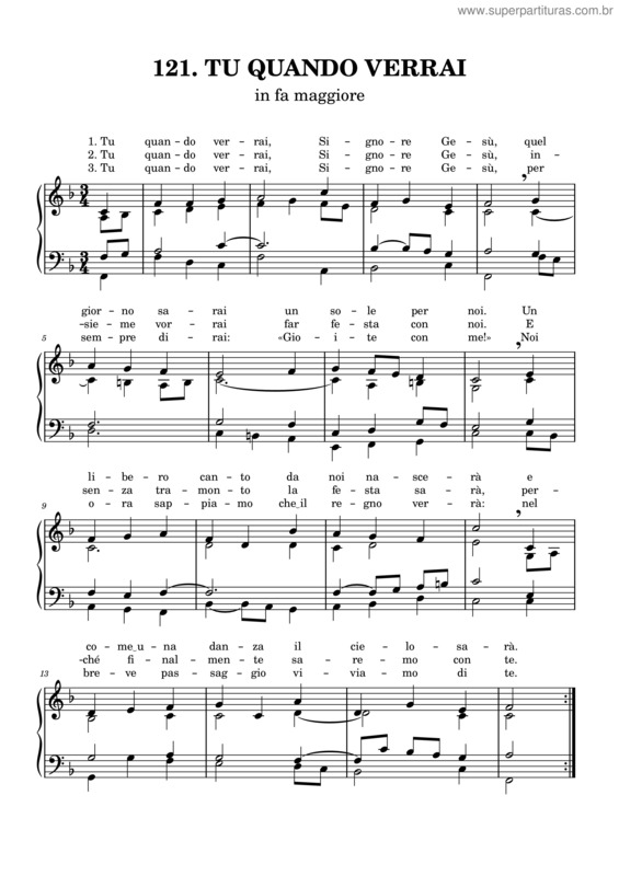 Partitura da música Tu Quando Verrai – Aa. Vv.
