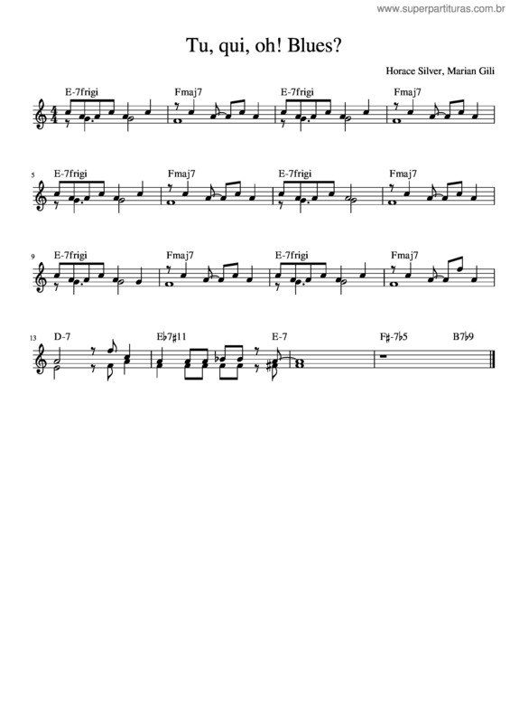 Partitura da música Tu Qui Oh Blues