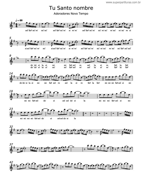 Partitura da música Tu Santo Nombre