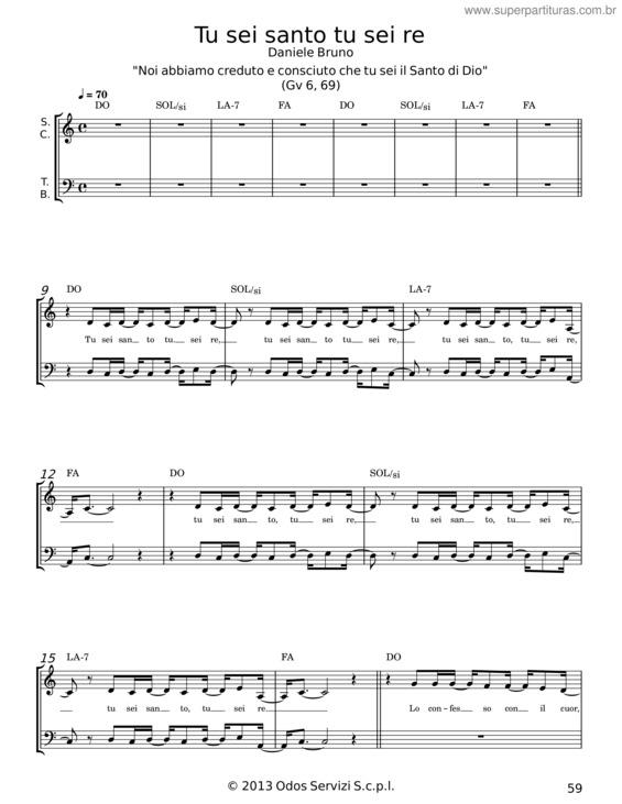 Partitura da música Tu Sei Santo Tu Sei Re – Daniele Bruno