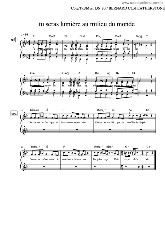 Partitura da música Tu Seras Lumiere-I36-80-Dp-Satb