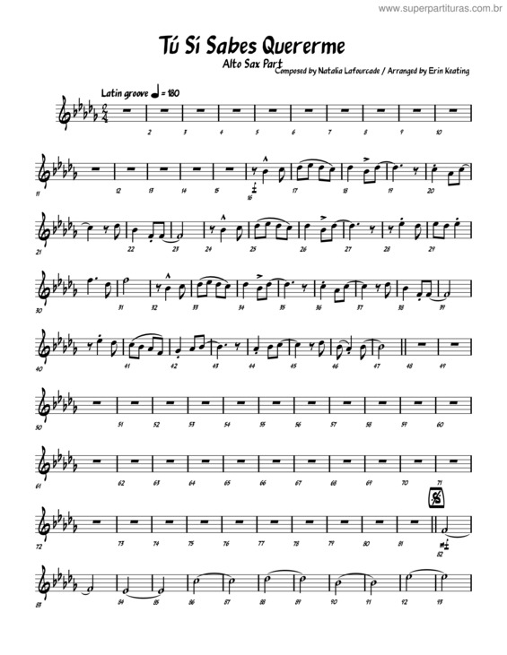 Partitura da música Tú Sí Sabes Quererme – Natalia Lafourcade – Alto Saxophone