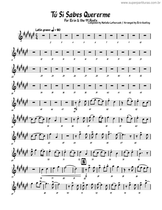 Partitura da música Tú Sí Sabes Quererme – Natalia Lafourcade – Clarinet