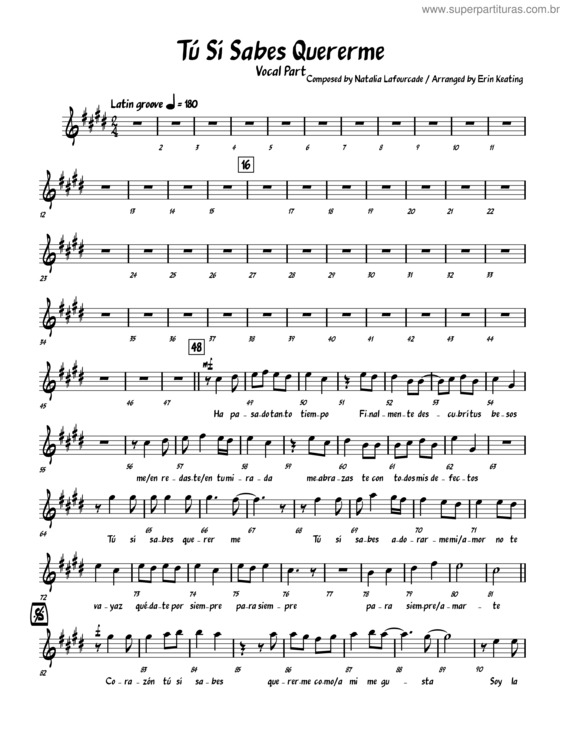 Partitura da música Tú Sí Sabes Quererme – Natalia Lafourcade – Vocals
