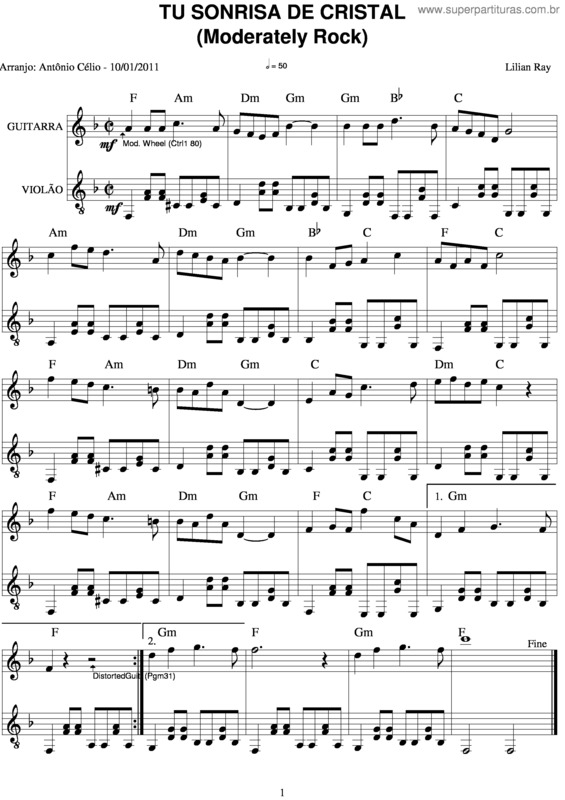 Partitura da música Tu Sonrisa De Cristal v.2