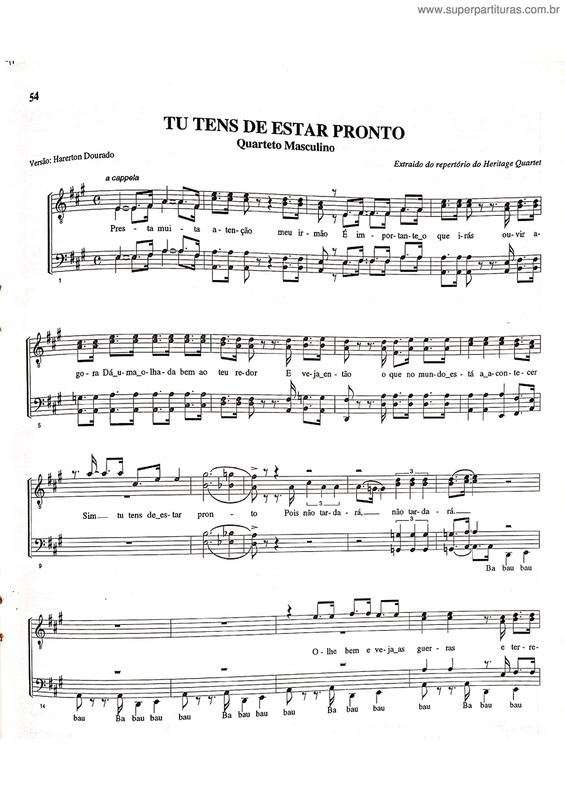 Partitura da música Tu Tens De Estar Pronto