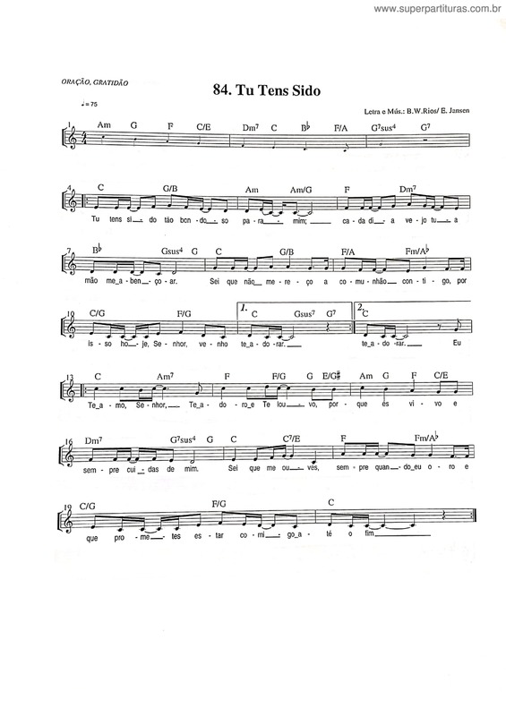 Partitura da música Tu Tens Sido