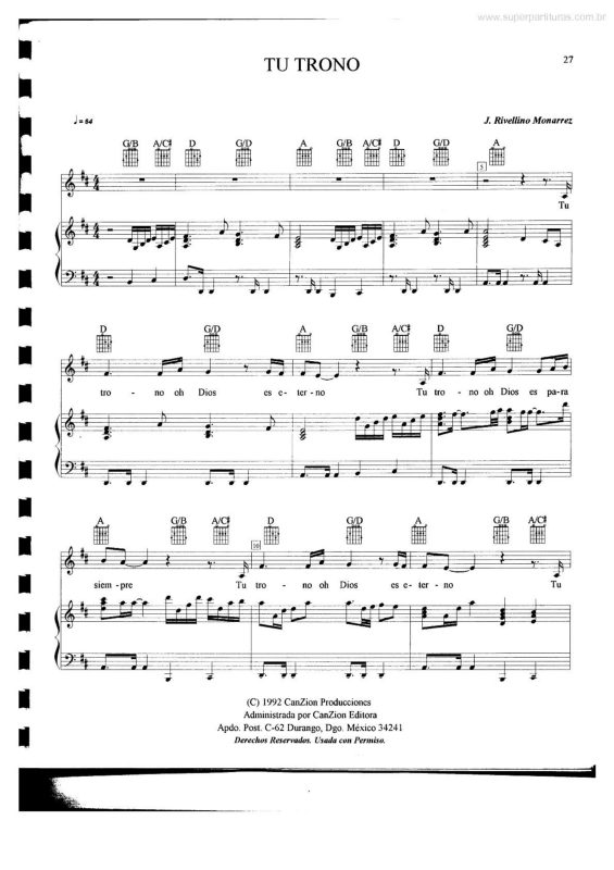 Partitura da música Tu Trono