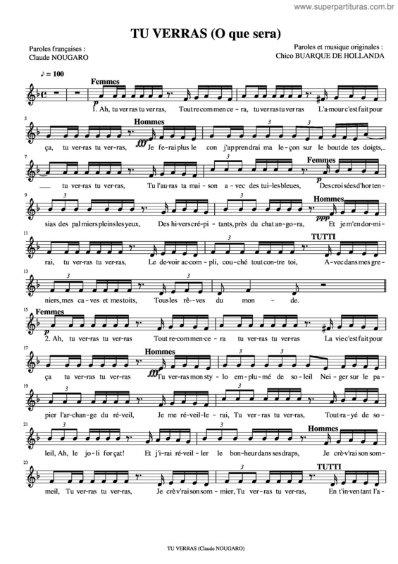 Partitura da música Tu Verras