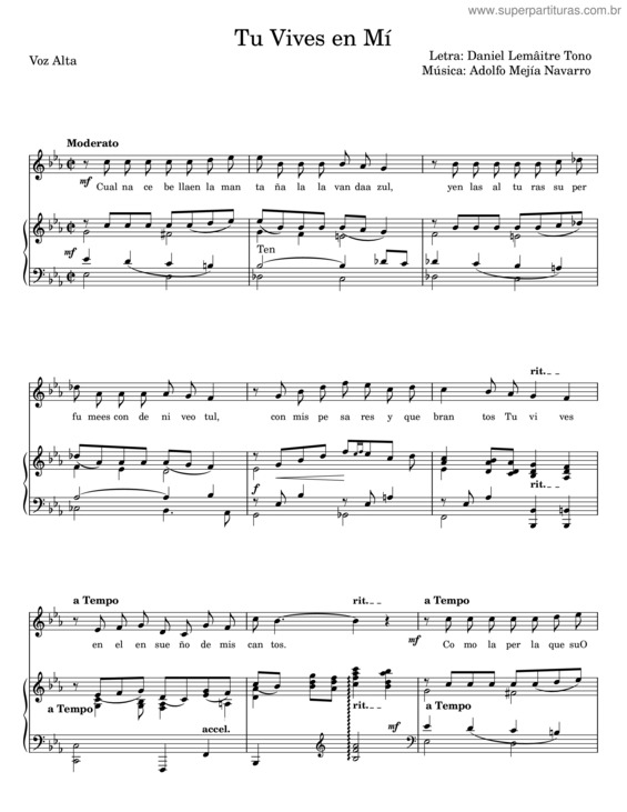 Partitura da música Tu Vives En Mí