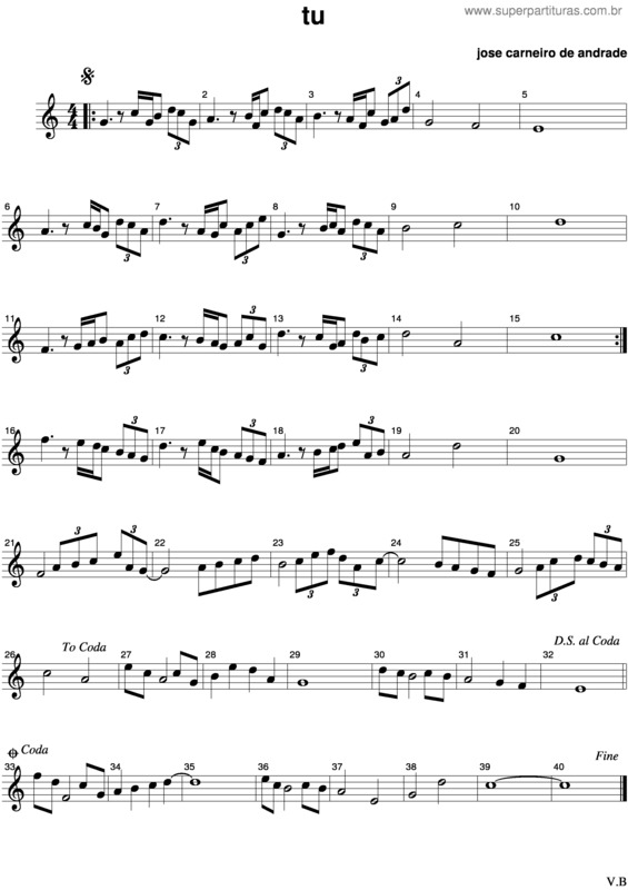 Partitura da música Tu