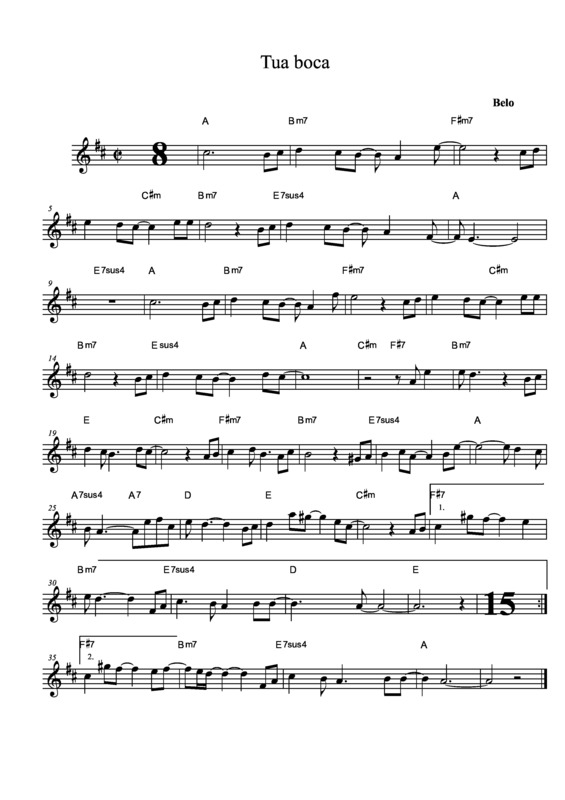 Partitura da música Tua Boca v.2