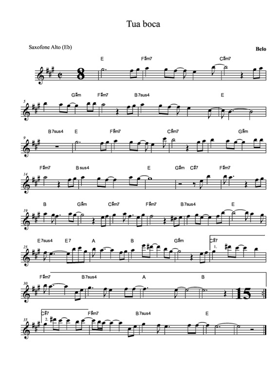 Partitura da música Tua Boca