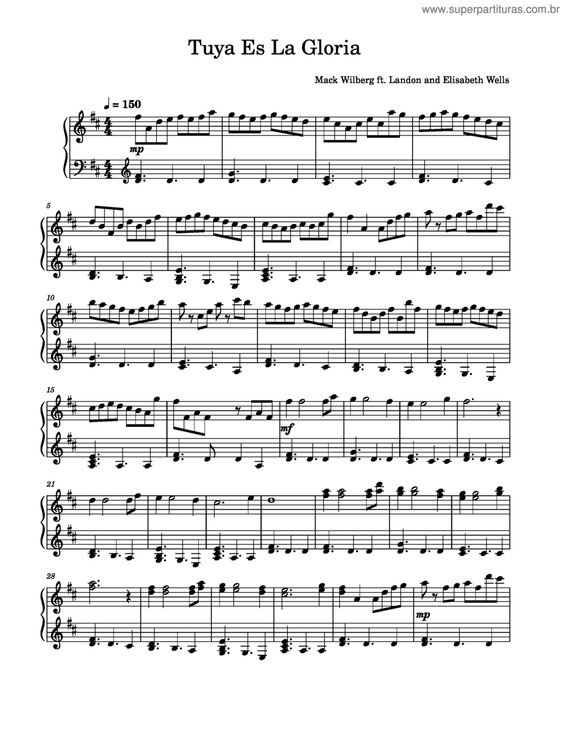 Partitura da música Tua É A Glória