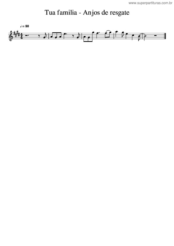 Partitura da música Tua Familia – Anjos De Resgate