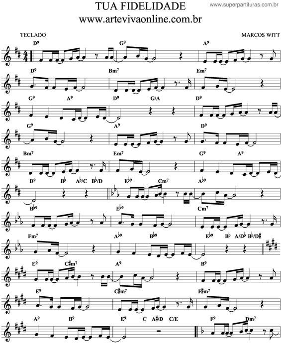 Partitura da música Tua Fidelidade