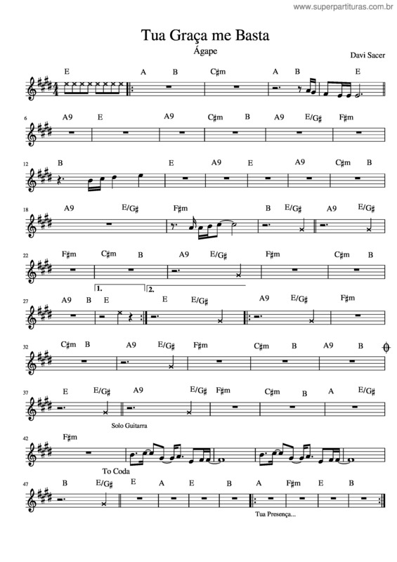 Partitura da música Tua Gra A Me Basta