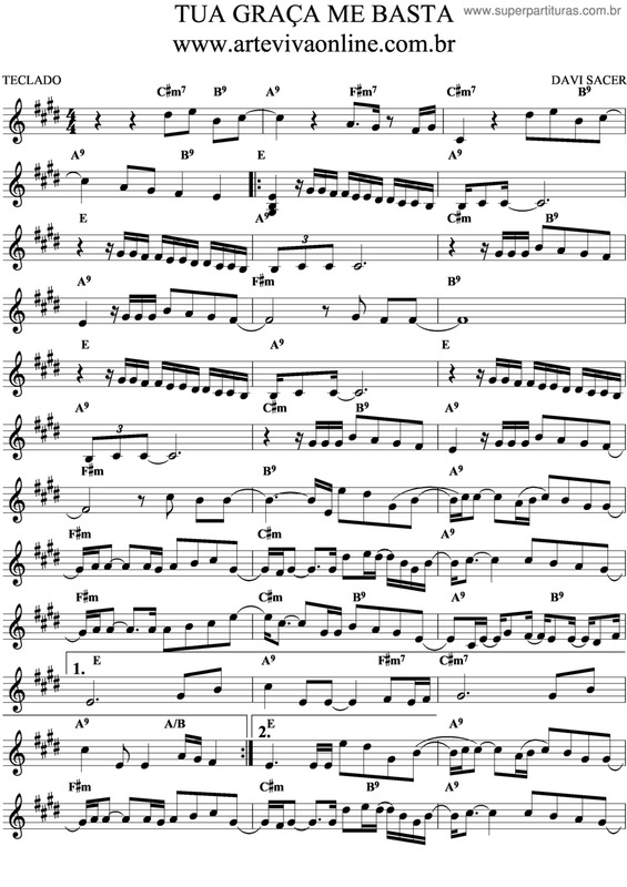 Partitura da música Tua Graça Me Basta v.4