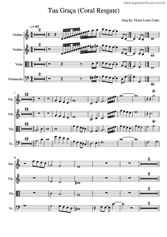 Partitura da música Tua Graça