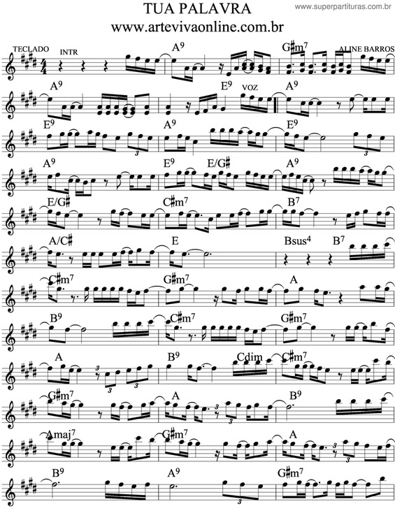 Partitura da música Tua Palavra v.3