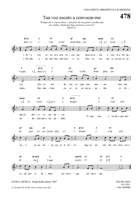 Partitura da música Tua Voz Escuto A Convocar-me