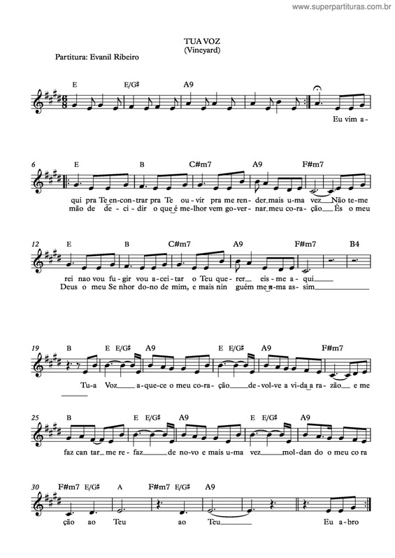 Partitura da música Tua Voz v.2