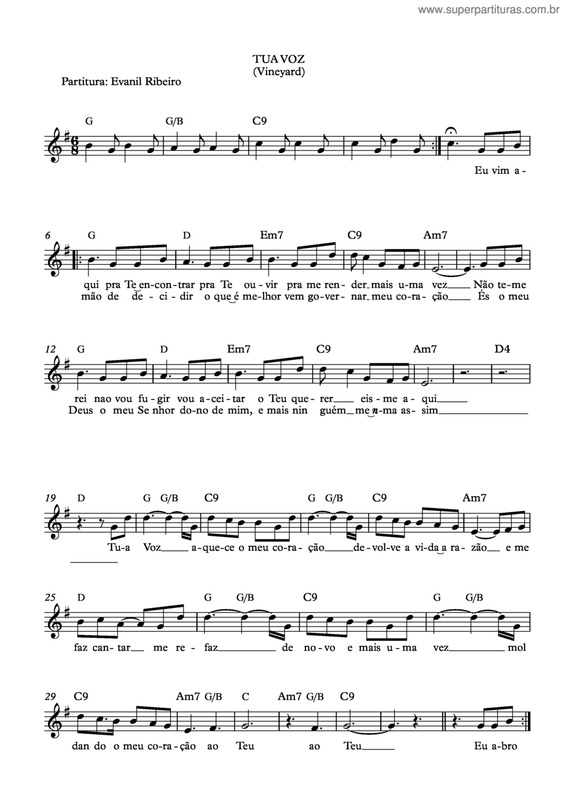 Partitura da música Tua Voz