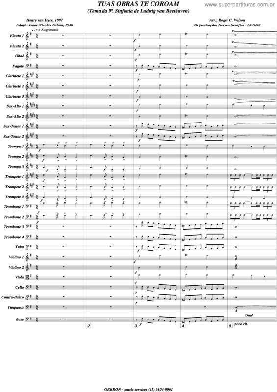 Partitura da música Tuas Obras