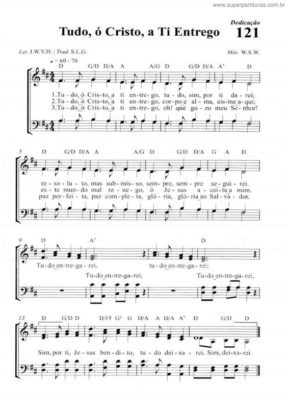 Partitura da música Tudo, Ó Cristo, A Ti Entrego