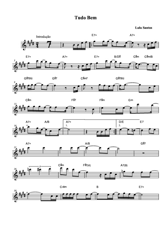 Partitura da música Tudo Bem v.2