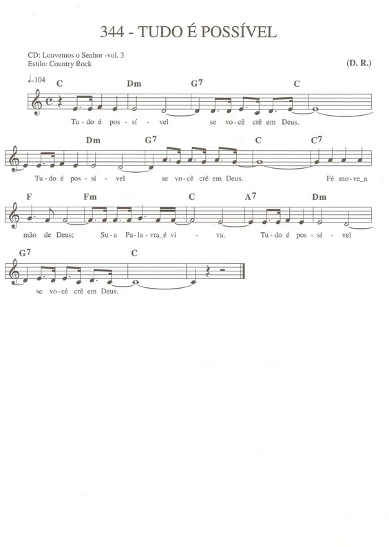 Partitura da música Tudo é Possível