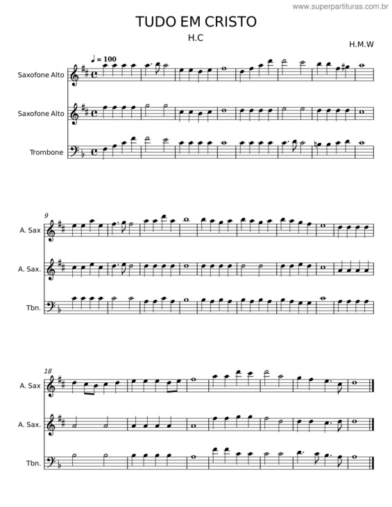 Partitura da música Tudo Em Cristo – H. M. W