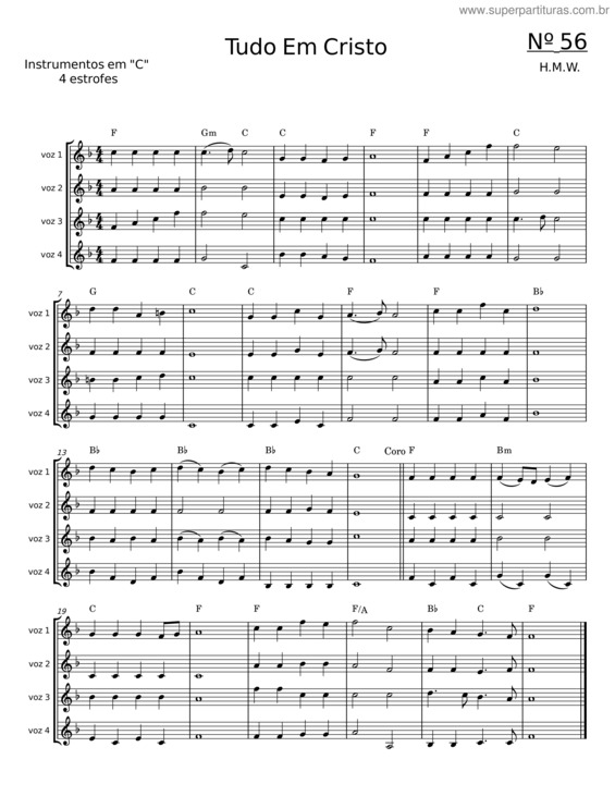 Partitura da música Tudo Em Cristo – W. Hay M. H. Aitken