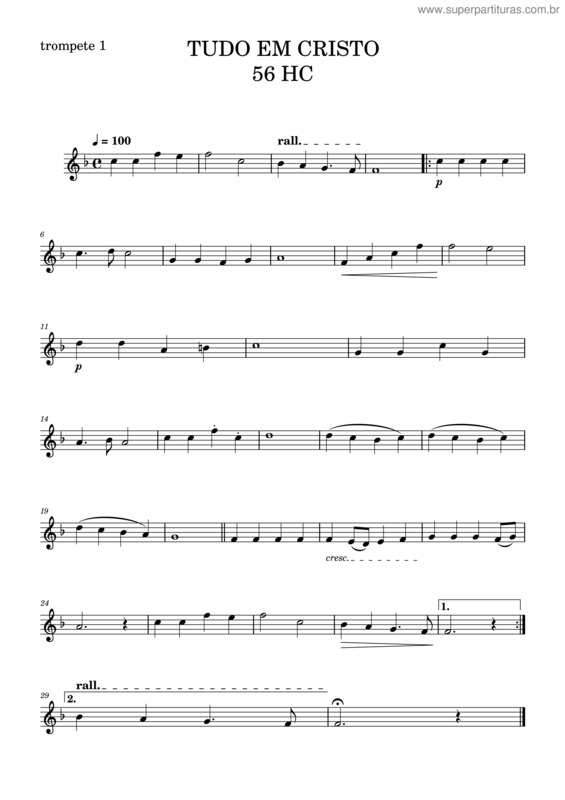 Partitura da música Tudo Em Cristo 56Hc