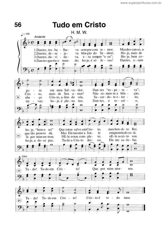 Partitura da música Tudo Em Cristo