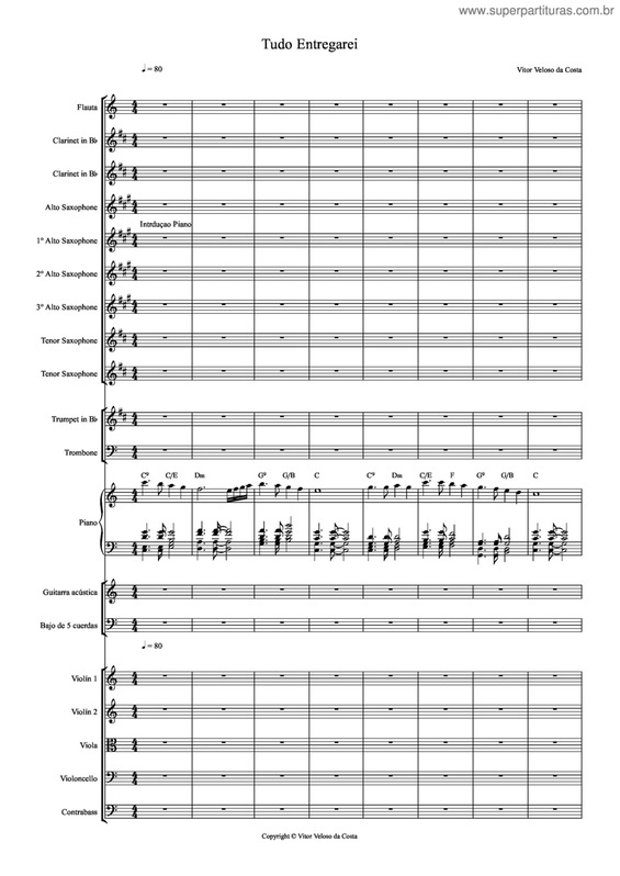 Partitura da música Tudo Entregarei v.2