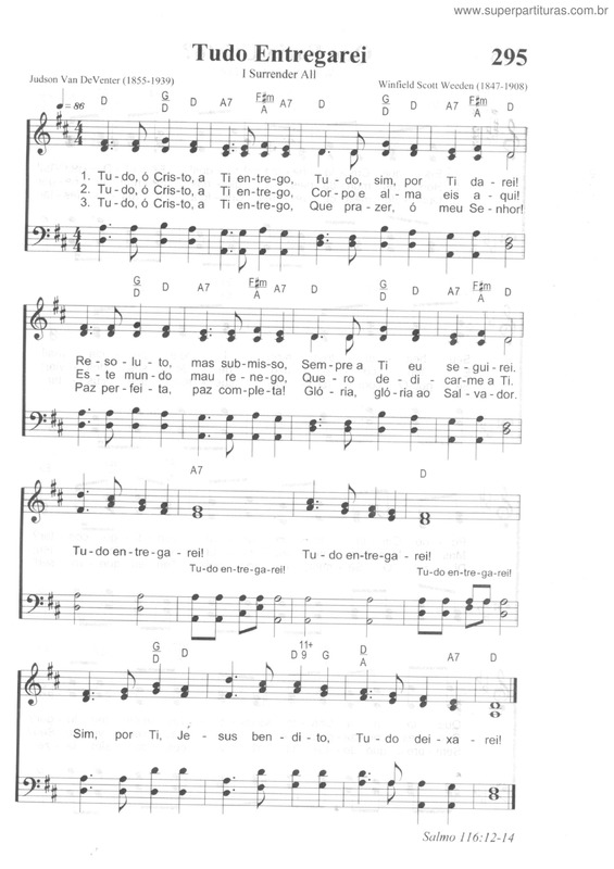 Partitura da música Tudo Entregarei v.3